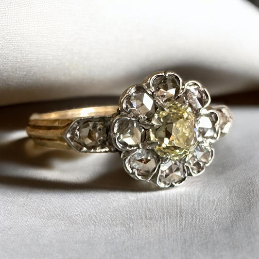 Two-Tone Yellow Diamond Ring - Victorian Era