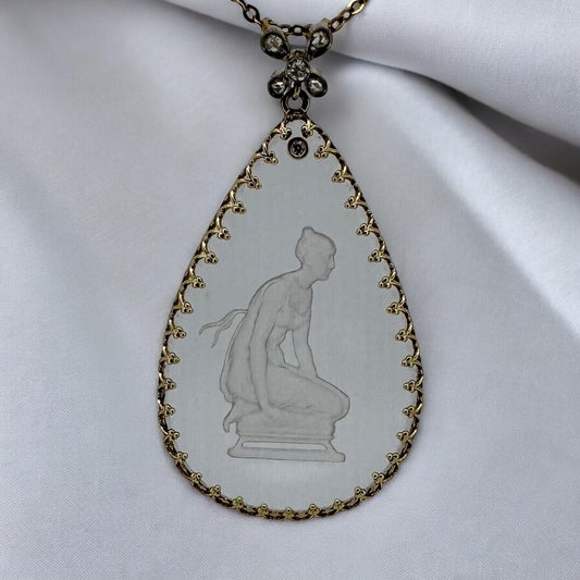 Hand-Carved Crystal Pendant - Victorian Era