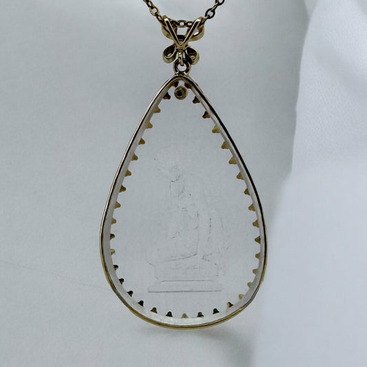 Hand-Carved Crystal Pendant - Victorian Era