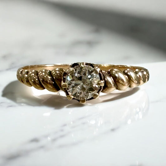 10K 0.39ct Diamond Ring - Edwardian Era