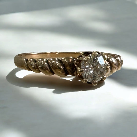 10K 0.39ct Diamond Ring - Edwardian Era