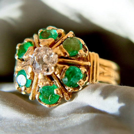 Emerald Halo Ring - Victorian Era