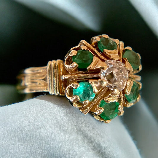 Emerald Halo Ring - Victorian Era