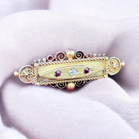 Ruby and Diamond Brooch (Birmingham, England) - Victorian Era