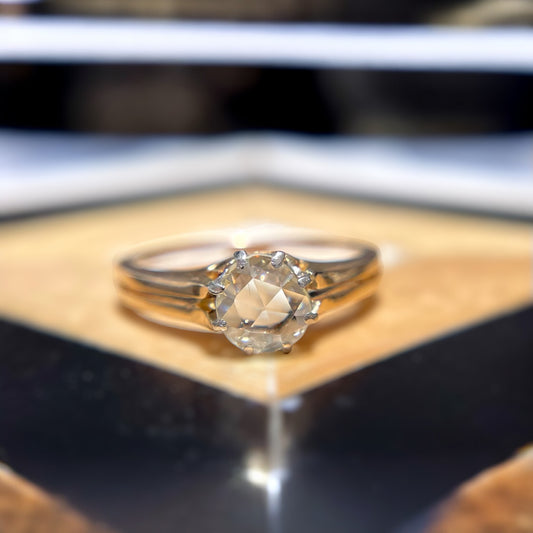 Rose Cut Diamond Solitaire Ring - Victorian Era