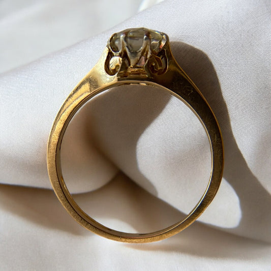 Rose Cut Diamond Solitaire Ring - Victorian Era