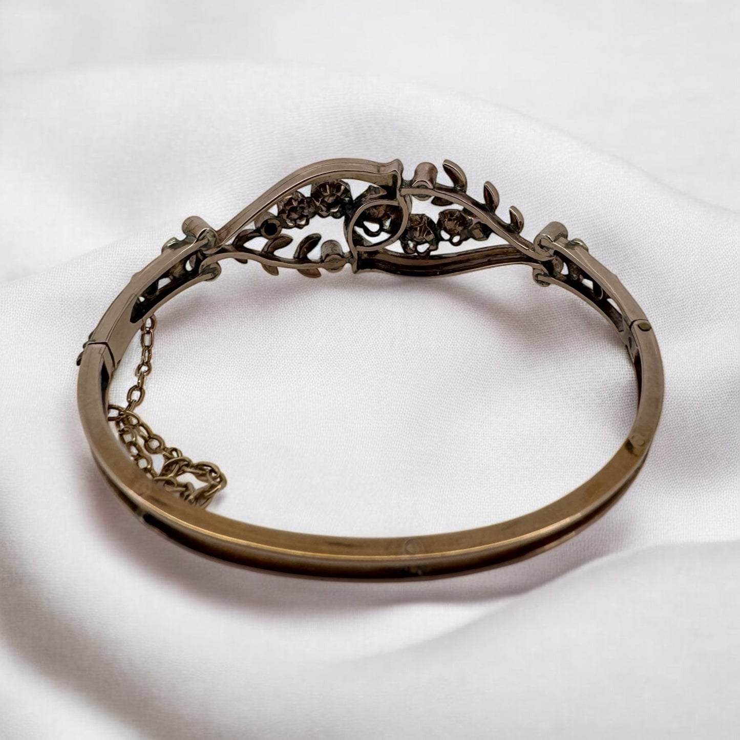 Rose Cut Diamond Bangle Bracelet - Victorian Era