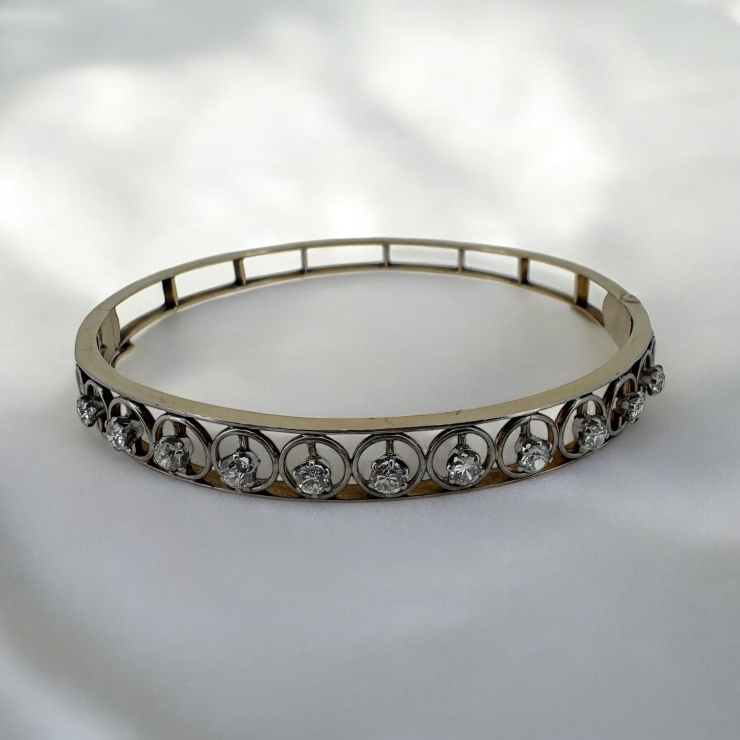 Old Mine Cut Diamond Bangle Bracelet - Victorian Era