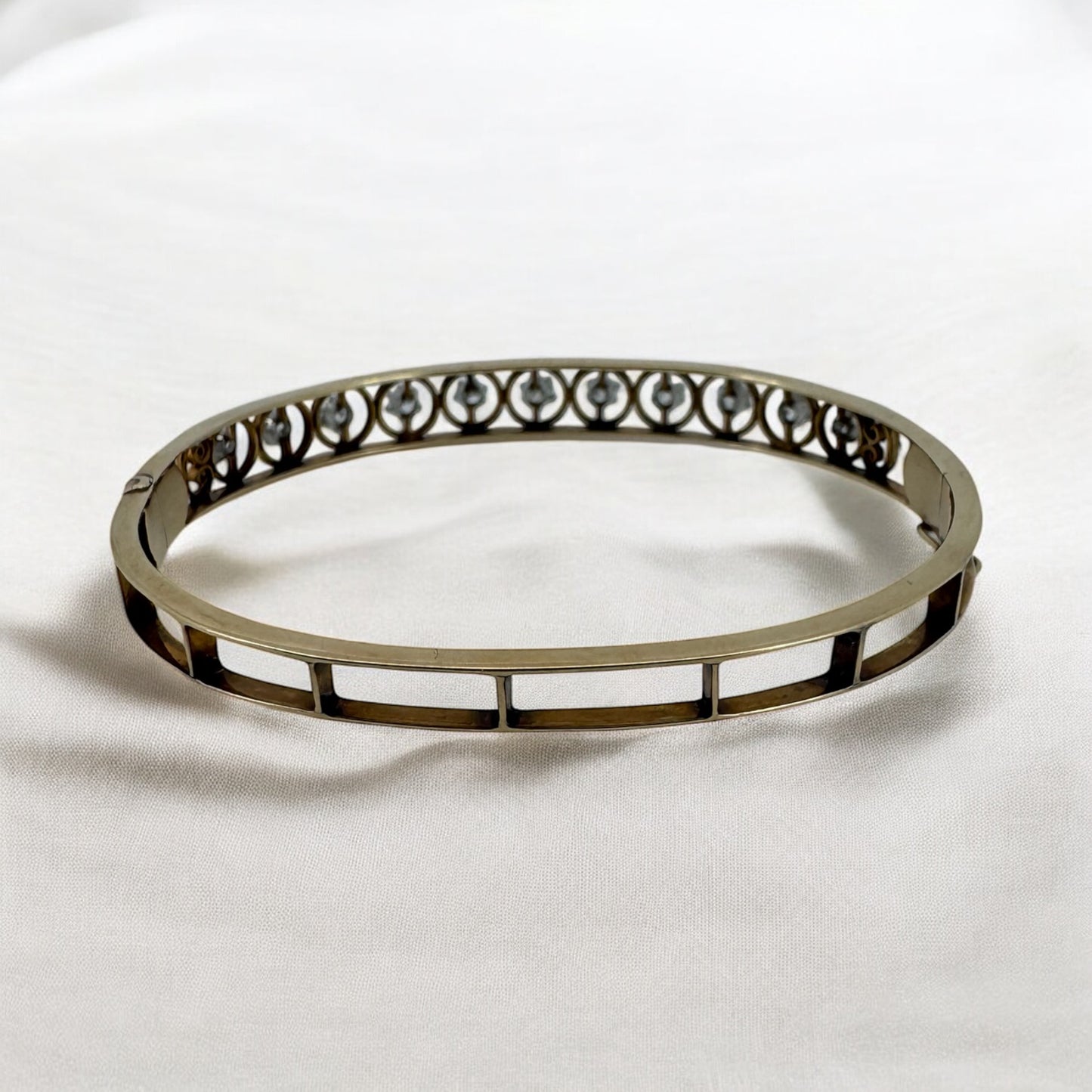 Old Mine Cut Diamond Bangle Bracelet - Victorian Era