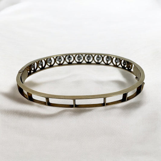 Old Mine Cut Diamond Bangle Bracelet - Victorian Era