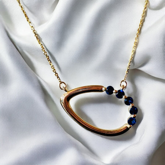 Sapphire Accented Necklace - 14K Yellow Gold