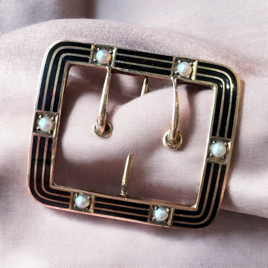 Buckle Brooch with Seed Pearls - Victorian Era