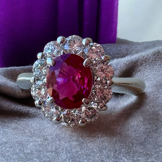Ruby Halo Ring - Platinum