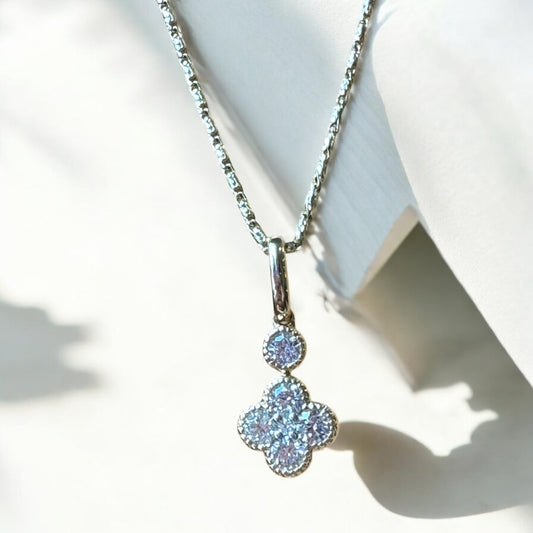 Diamond Clover Pendant on Razo Chain - 14K Yellow Gold