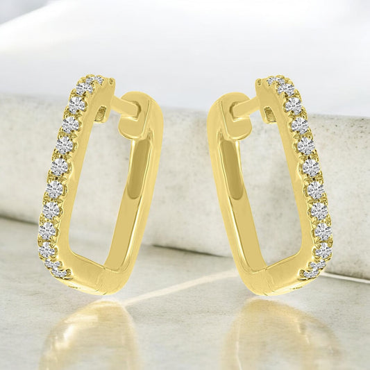 Diamond Huggie Hoops - 14K Yellow Gold