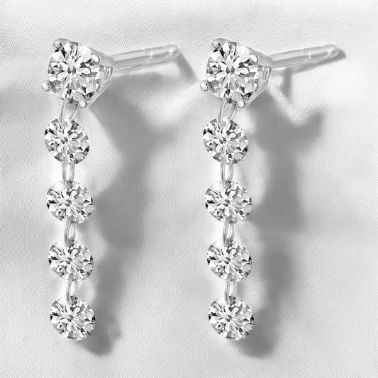 Dashing Diamond Drop Earrings - 14K White Gold