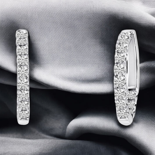 Classic Diamond Hoop Earrings - 14K White Gold