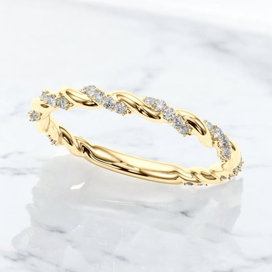 Diamond Twist Band - 14K Yellow Gold