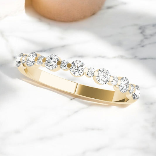 Alternating Diamond Band - 14K Yellow Gold