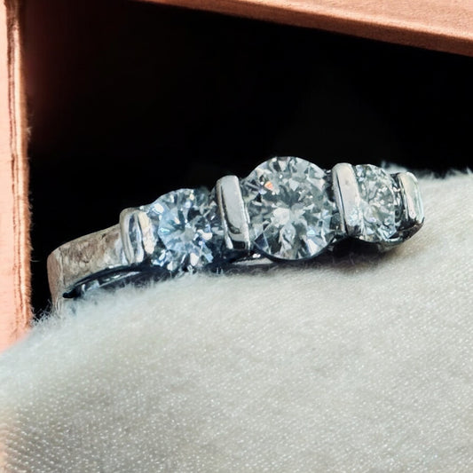 Three-Stone Diamond Ring - 18K White Gold