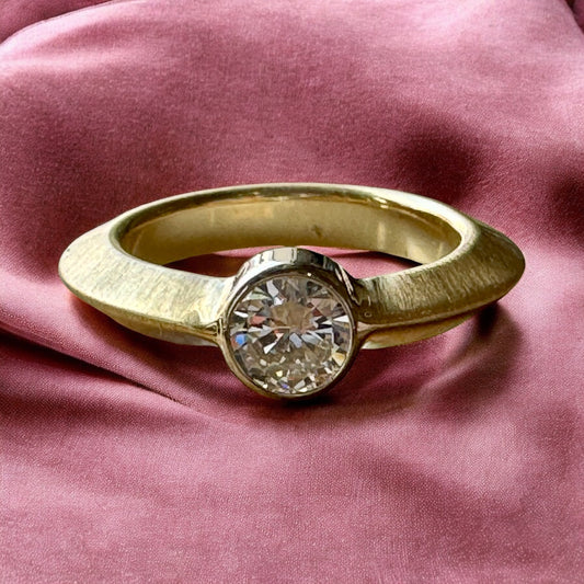 0.89ct Bezel-Set Round Solitaire Ring - TJ Designer