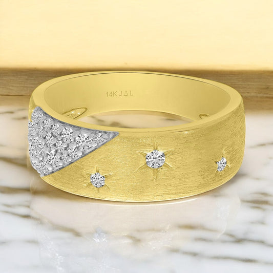 Celestial Diamond Wide Band - 14K Yellow Gold