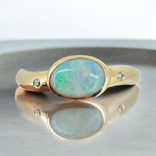 East/West Opal Ring - 14K Yellow Gold