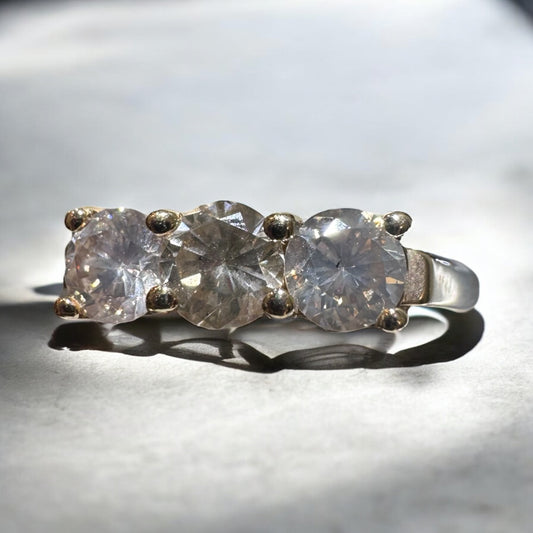 Three-Stone Diamond Ring - 14K Yellow Gold