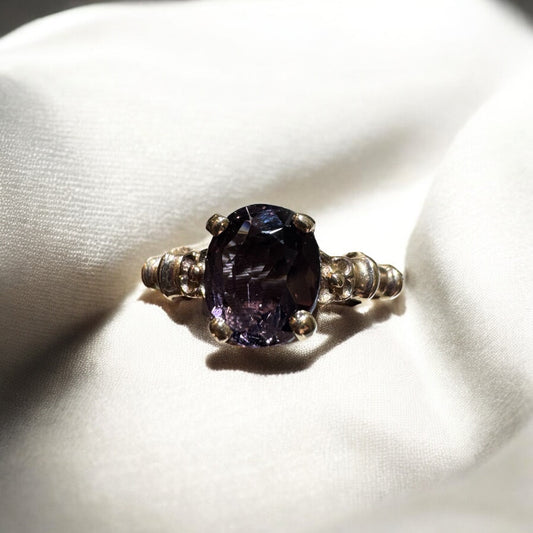 Oval Purple Spinel Ring - 14K Yellow Gold