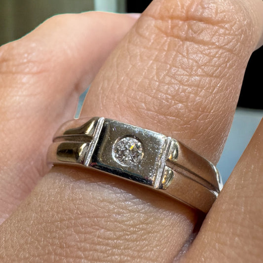 Men's Single Diamond Band - 14K White Gold
