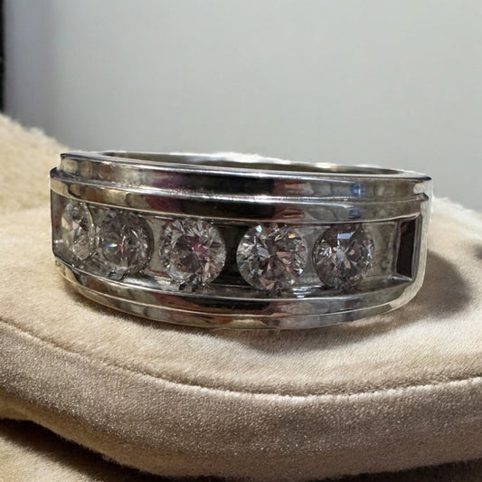 Men's Five-Stone Diamond Band - 10K White Gold