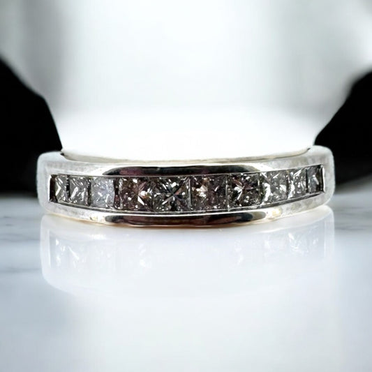 Princess-Cut Diamond Channel-Set Band - 14K White Gold