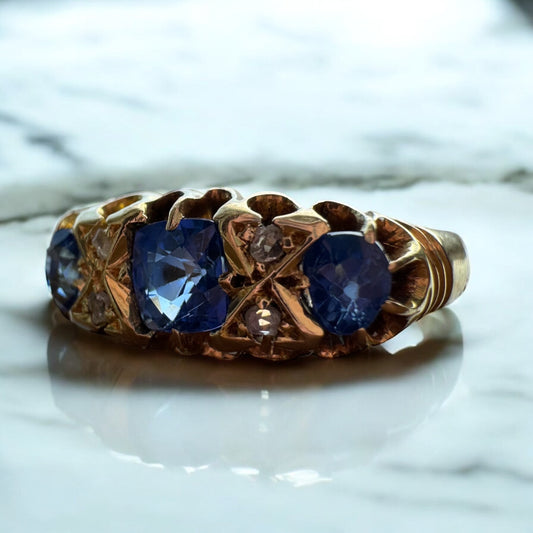 Three-Stone Sapphire Ring - Victorian Era