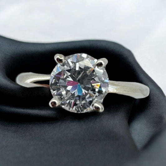 0.72ct Round Solitaire Engagement Ring - 14K White Gold