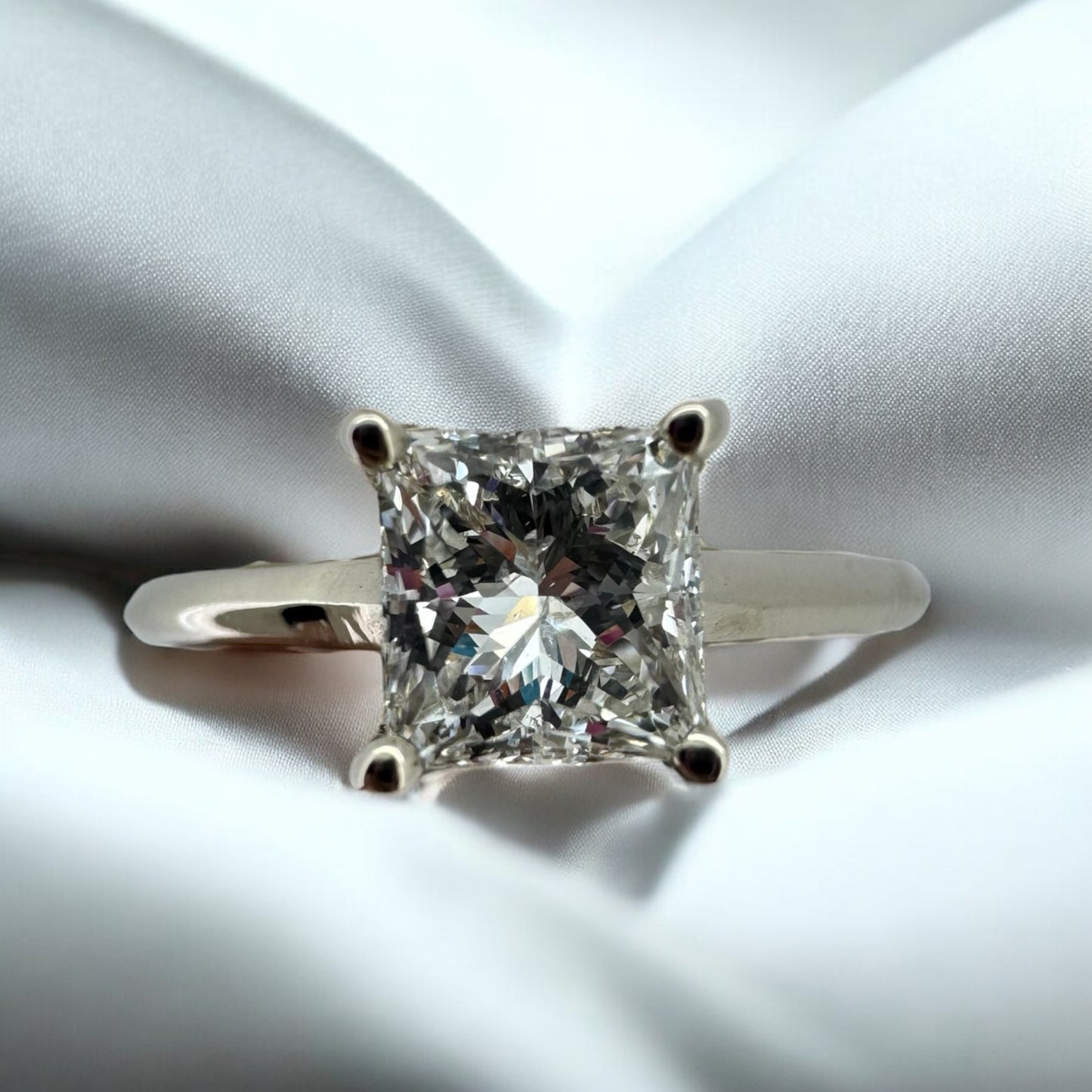 1.02ct Princess Cut Diamond Solitaire Ring - 14K White Gold