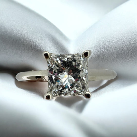 1.02ct Princess Cut Diamond Solitaire Ring - 14K White Gold