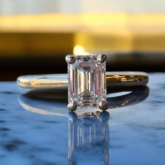 0.51ct Emerald-Cut Diamond Solitaire Ring - Platinum
