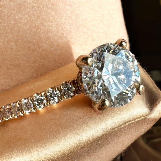 1.22ct Round Diamond Engagement Ring with Accented Band - 14K Yellow Gold