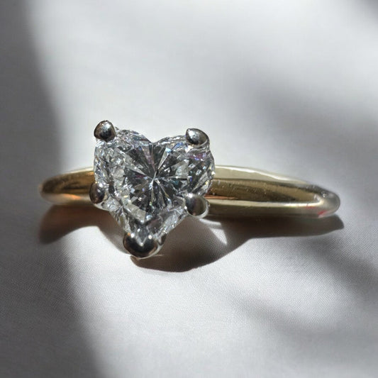 Heart-Shaped Diamond Solitaire Ring - 14K Yellow Gold