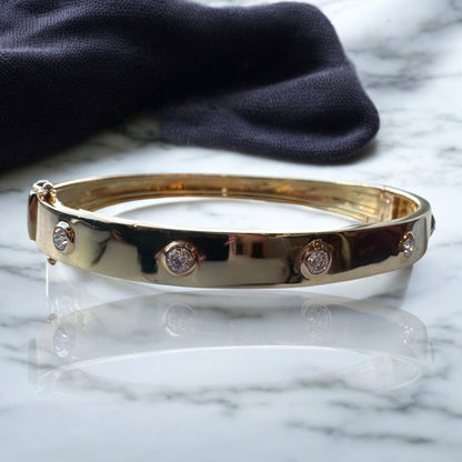 Five-Diamond Bangle Bracelet - 14K Yellow Gold