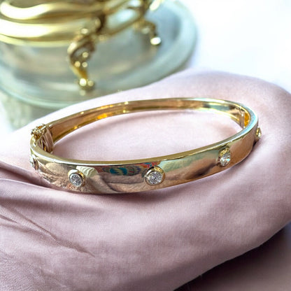 Five-Diamond Bangle Bracelet - 14K Yellow Gold