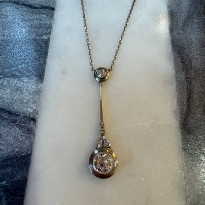 1.05ctw European-Cut Diamond Necklace - Art Deco Period