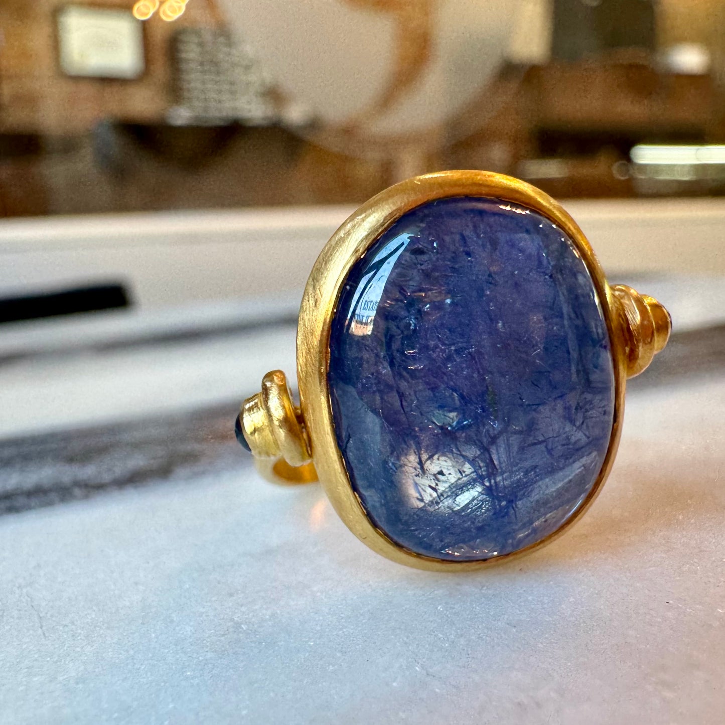 Sapphire Flip Ring - 14K Yellow Gold