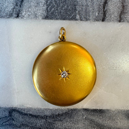 Round Mine-Cut Diamond Locket - 14K Yellow Gold