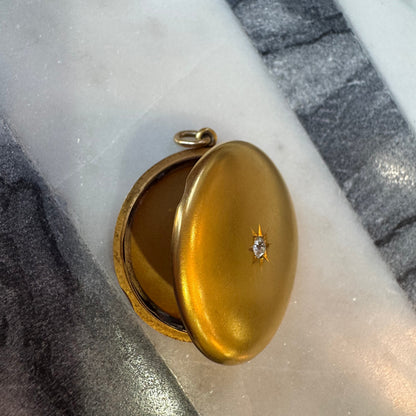 Round Mine-Cut Diamond Locket - 14K Yellow Gold