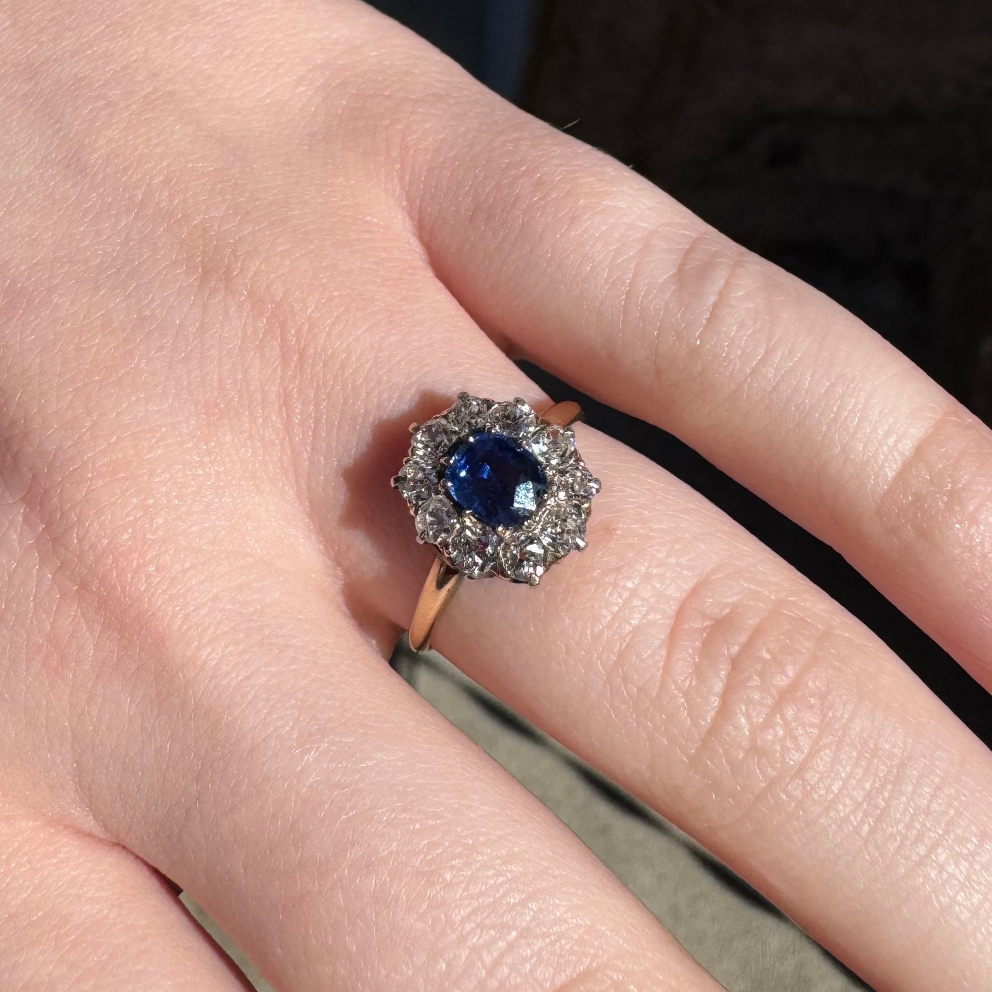 Victorian Sapphire and Diamond Halo RInf