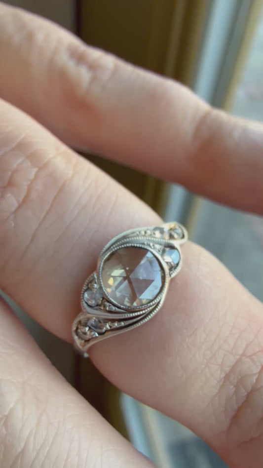 Rose Cut Diamond Ring - Edwardian Era