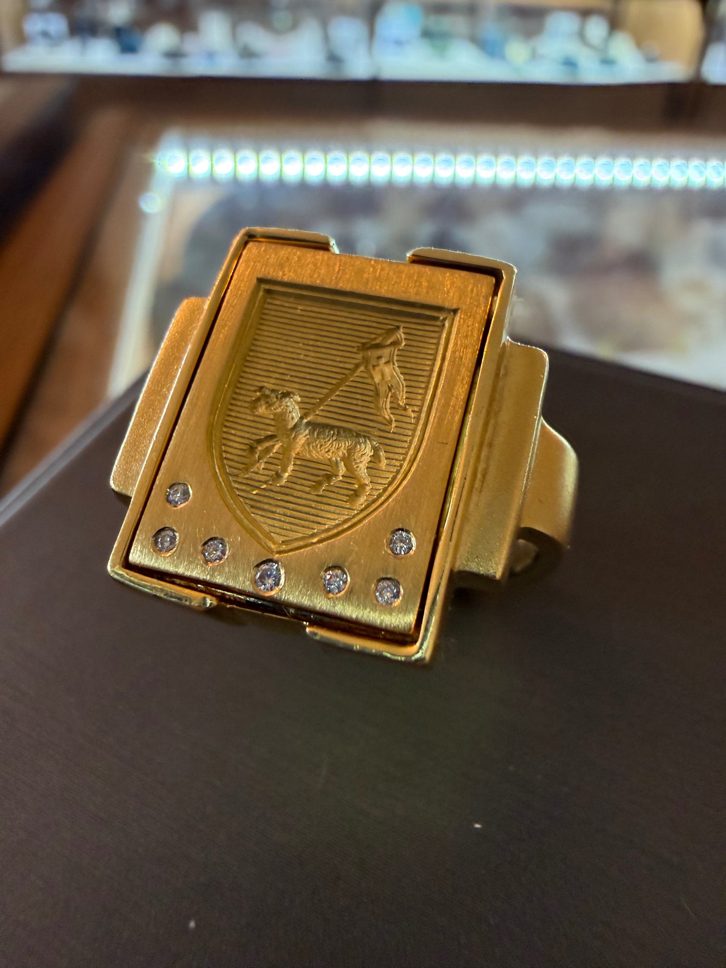 Intaglio Ring with Diamonds - 18K Yellow Gold